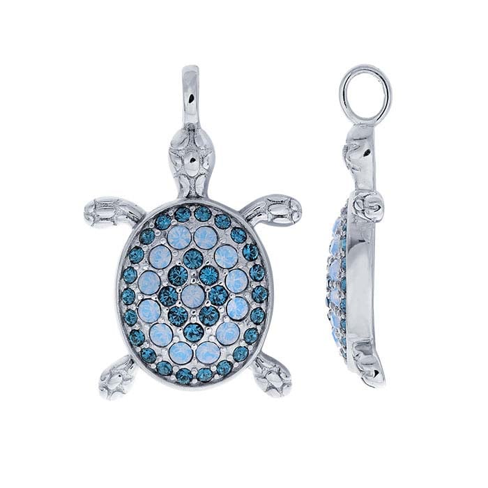 Sterling Silver Crystal-Set Turtle Pendant