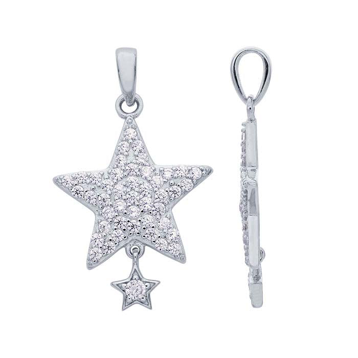 Sterling Silver CZ-Set Stars Pendant