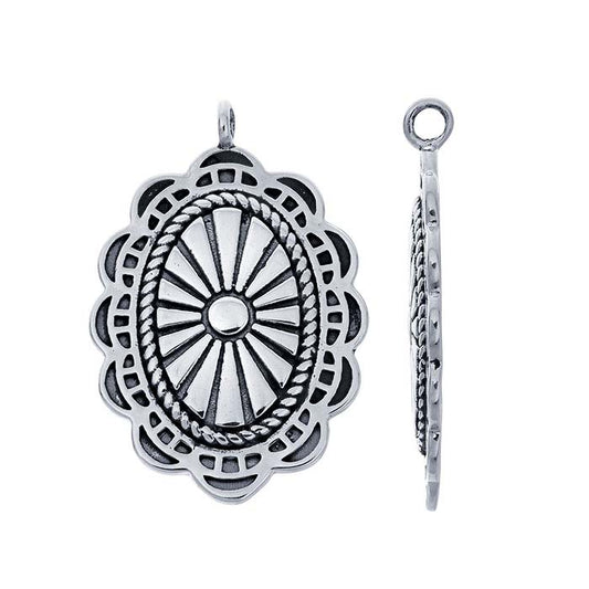 Sterling Silver Stamped Oval Concho Pendant