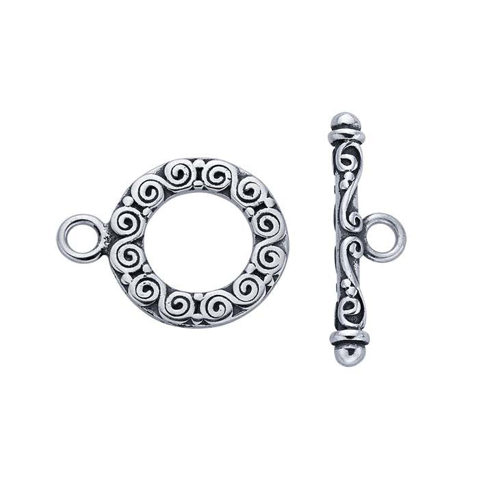 Sterling Silver 17.3 x 19.6mm Swirl Toggle Clasp