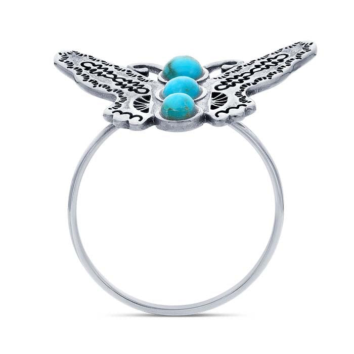 Sterling Silver American Mined™ Gold Canyon Turquoise™-Set Butterfly Ring