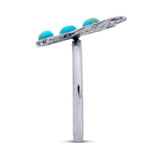 Anillo de Mariposa con Turquesa Gold Canyon™ Extraída en Estados Unidos de Plata de Ley