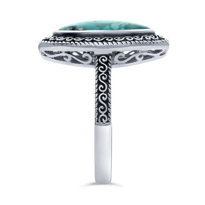 Sterling Silver Turquoise-Set Filigree Ring