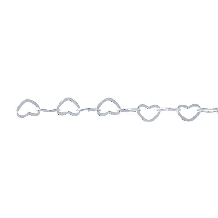 Sterling sølv 3 mm flat hjerteledd kjede, per fot