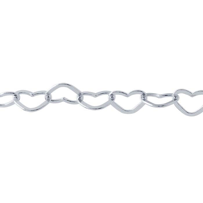 Sterling sølv 3 mm flat hjerteledd kjede, per fot