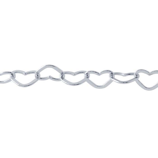 Sterling Silver 3mm Platt Hjärtformad Länk Kedja, Per Fot