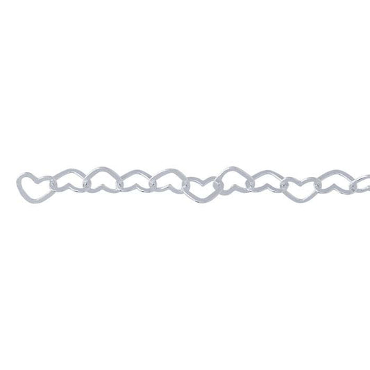 Sterling Silver 4,4 mm Flat Hjärtformad Länk Kedja, Per Fot