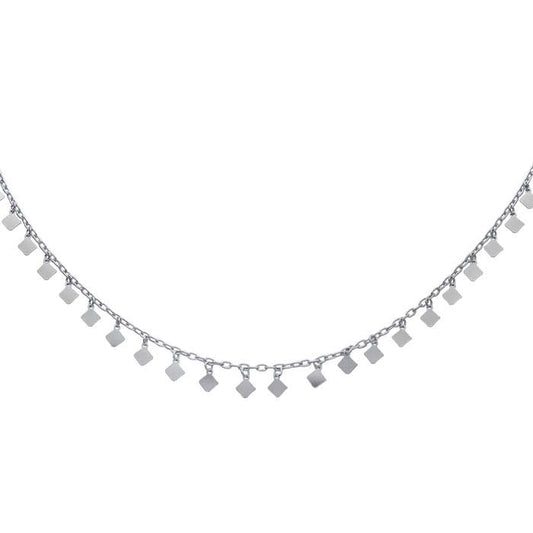 Sterling Silver Necklace with Diamond-Shaped Drops