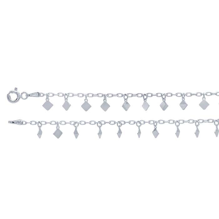 Sterling Silver Necklace with Diamond-Shaped Drops