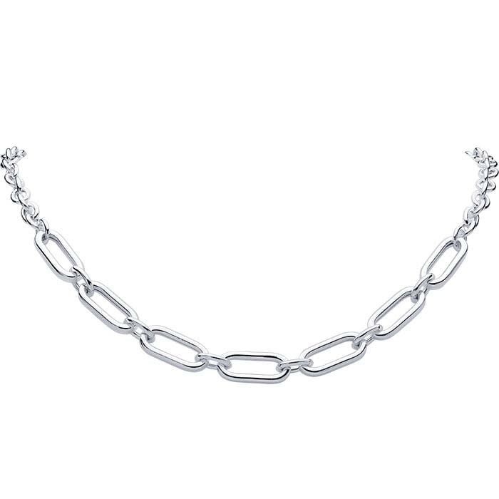 Sterling Silver 5.6mm Hollow Cable Chain Necklace with Oval Links