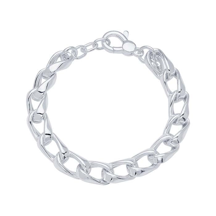 Sterling Silver 10mm Hollow Curb Chain Bracelet