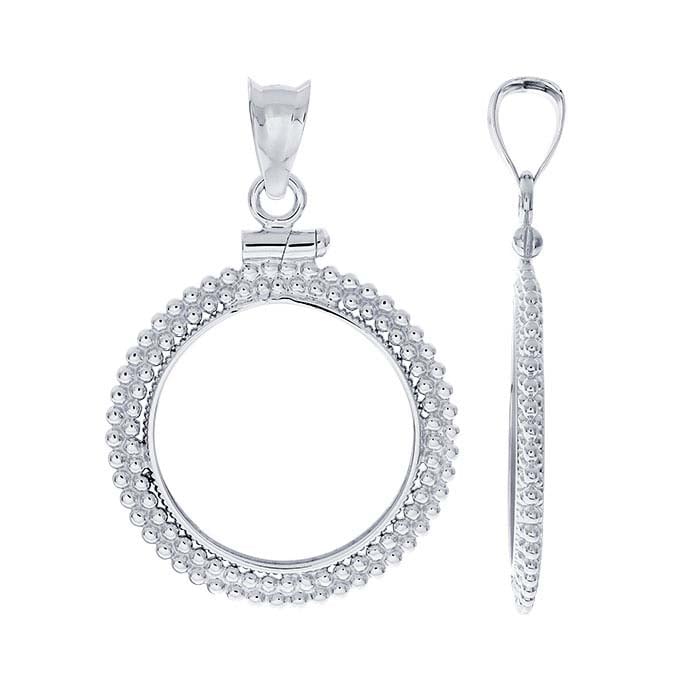Sterling Silver Beaded Dime Coin Pendant Mounting