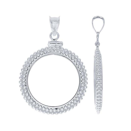 Sterling Silver Beaded Nickel Coin Pendant Mounting
