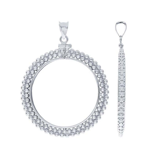 Sterling Silver Beaded Half-Dollar Coin Pendant Mounting