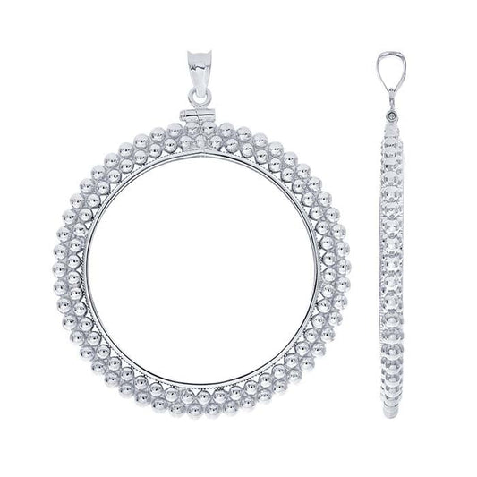Sterling Silver Beaded Silver Dollar Coin Pendant Mounting