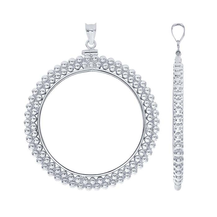 Sterling Silver Beaded Coin Pendant Mounting