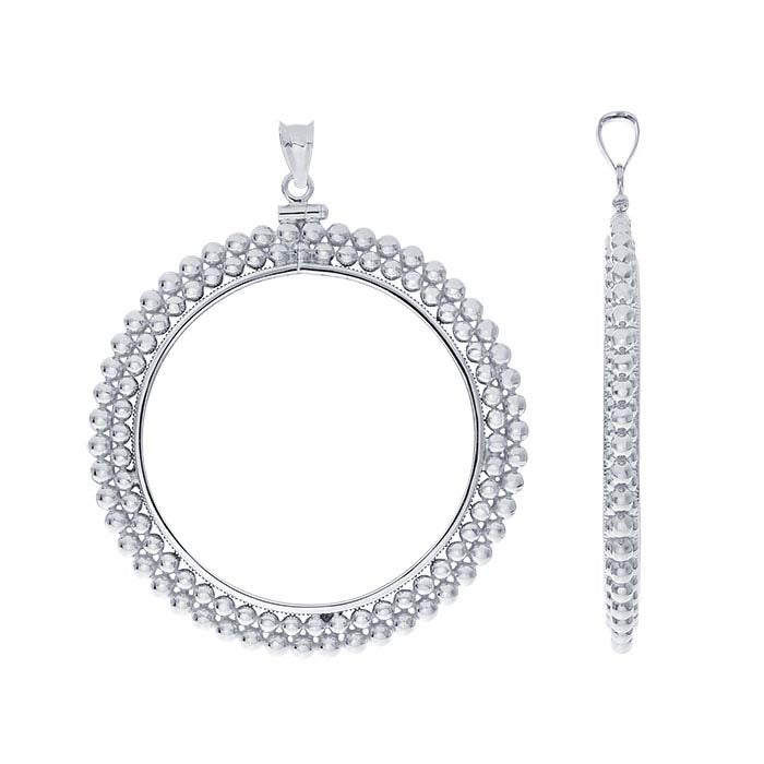 Sterling Silver Beaded American Eagle Coin Pendant Mounting