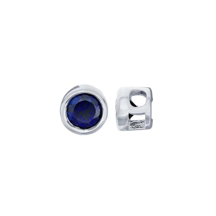Charm in Argento Sterling con Zaffiro Sintetico da 3mm