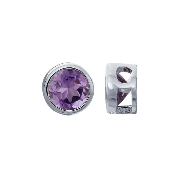 Sterling Silver 4mm Amethyst-Set Charm