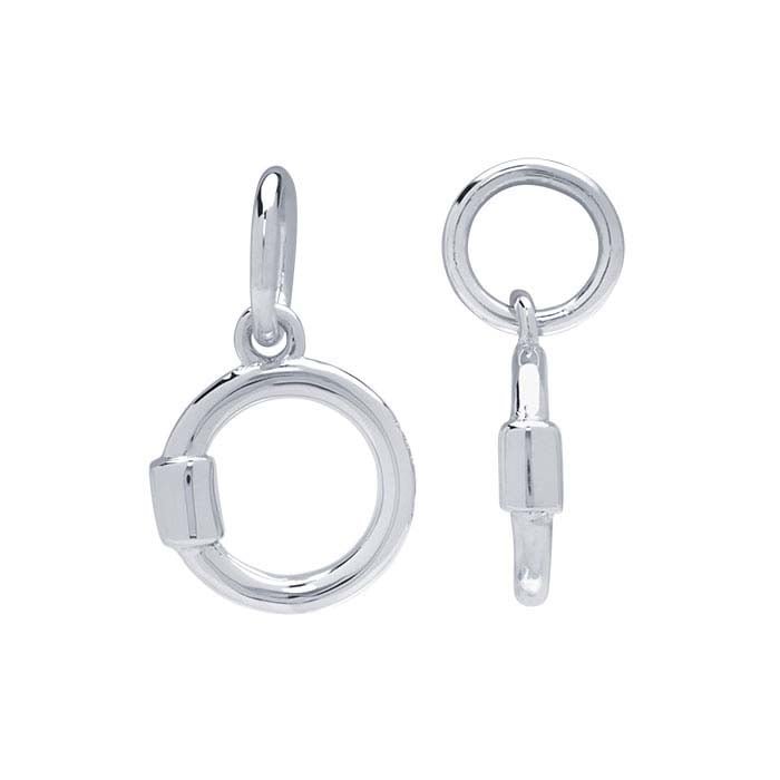 Sterling Silver Faux Round Carabiner Charm