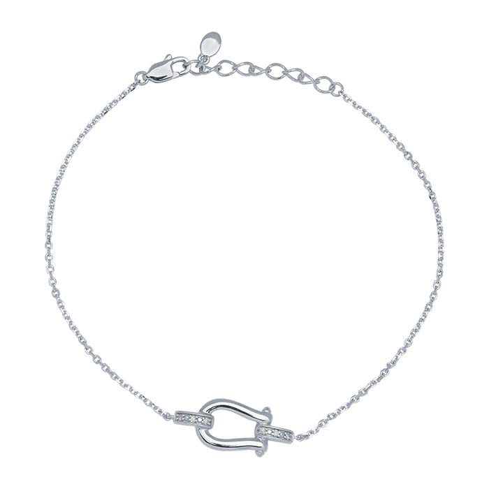 Sterling Silver Diamond-Set D-Ring Bracelet