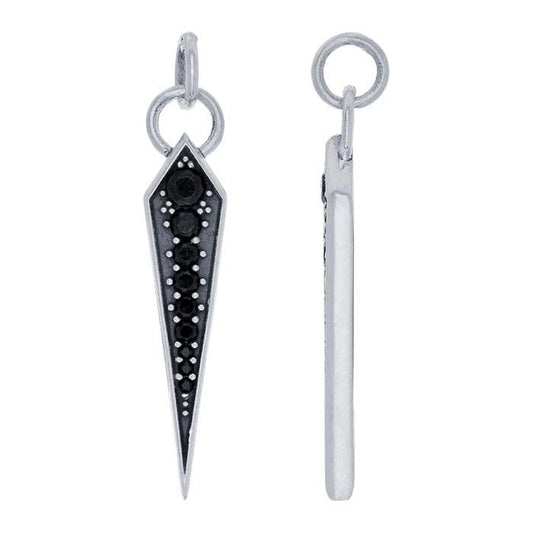 Sterling Silver Black Crystal-Set Spike Pendant