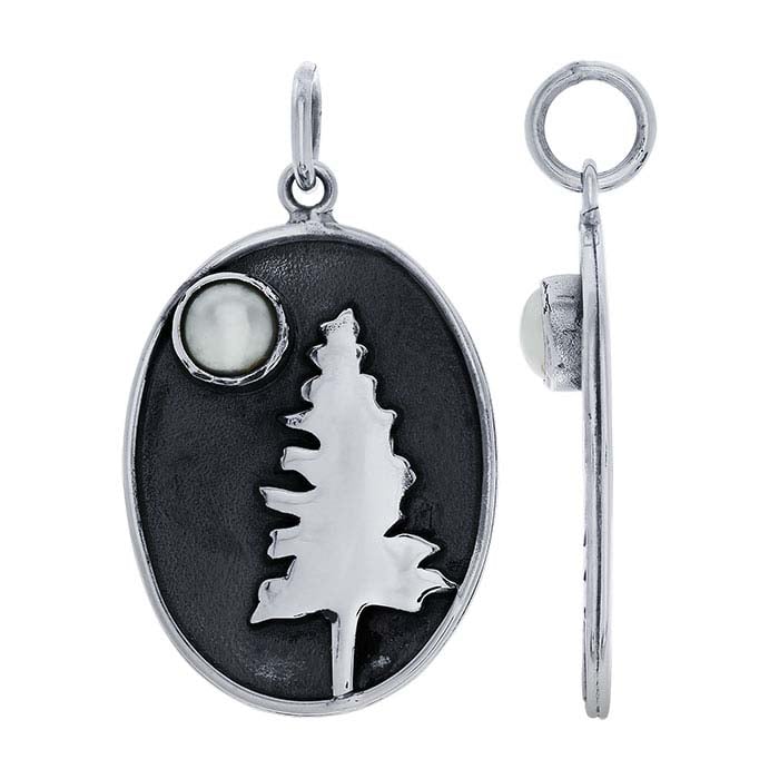 Sterling Silver Freshwater Pearl-Set Tree Pendant
