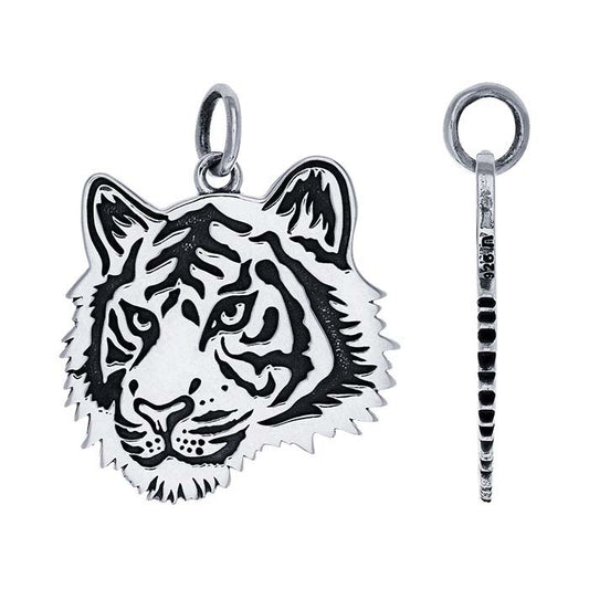 Sterling Silver Bengal Tiger Face Pendant