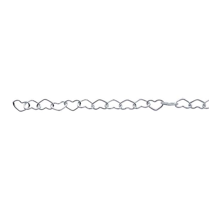 Sterling Silver Heart Link Chain, By the Foot