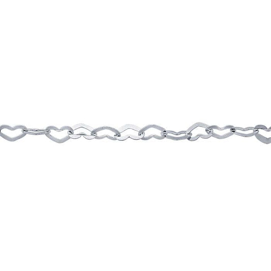 Sterling Silver 1,7 mm Hjärtformad Länk Kedja, Per Fot