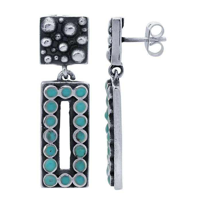 Sterling Silver Imitation Turquoise-Set Post Earrings