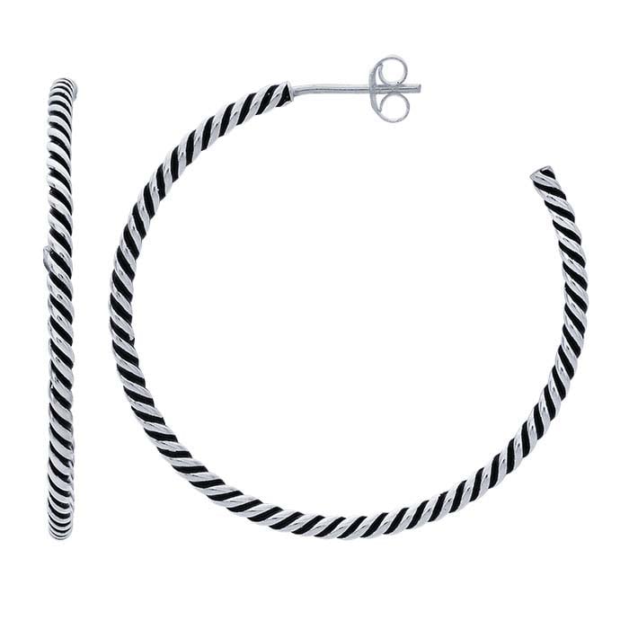 Sterling Silver Twist-Wire Hoop Earrings