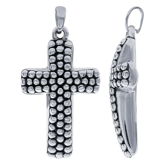 Sterling Silver Electroformed Beaded Cross Pendant
