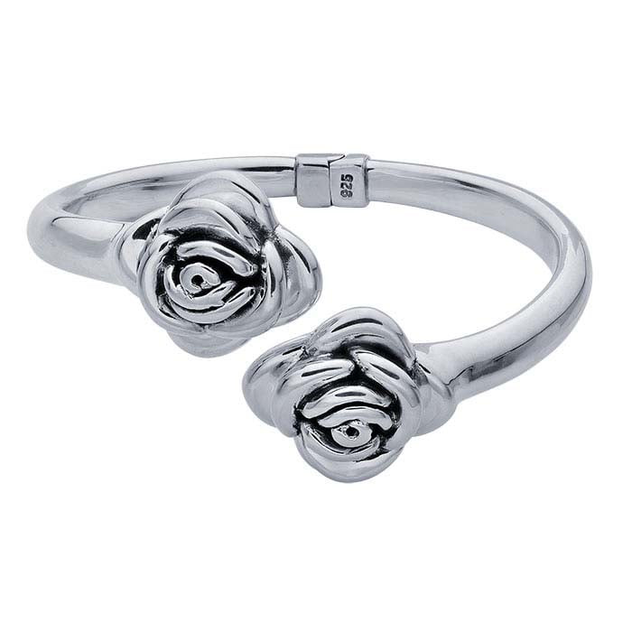 Sterling Silver Electroformed Rose Cuff Bracelet