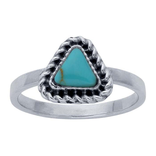 Sterling Silver Triangle Imitation Turquoise-Set Ring