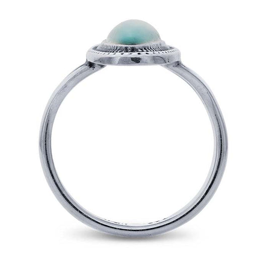 Anillo ovalado de plata de ley con turquesa de imitación engastada