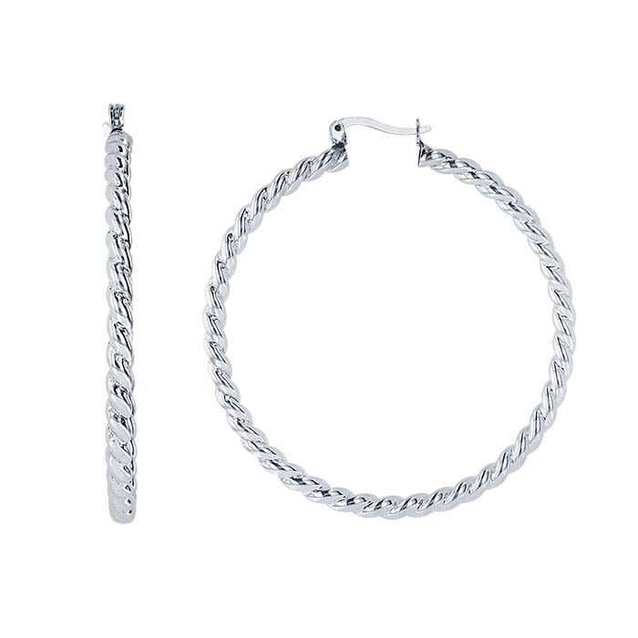 Sterling Silver Twist Rope Hoop Earrings