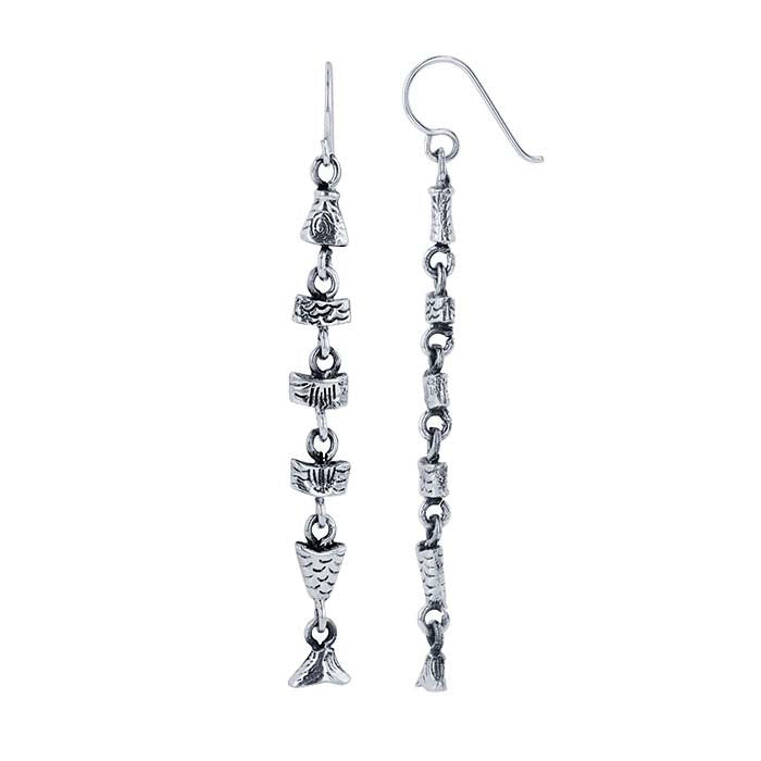 Pendientes de pez de plata de ley
