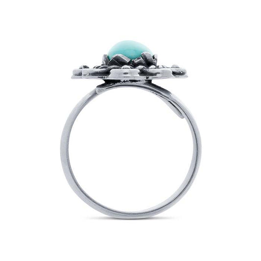 Sterling Silver Pear Imitation Turquoise-Set Ring