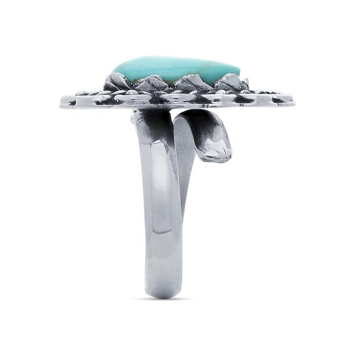 Sterling Silver Pear Imitation Turquoise-Set Ring
