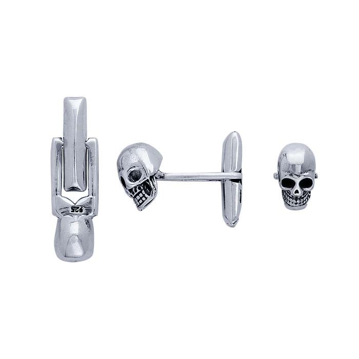 Gemelos de calavera de plata de ley
