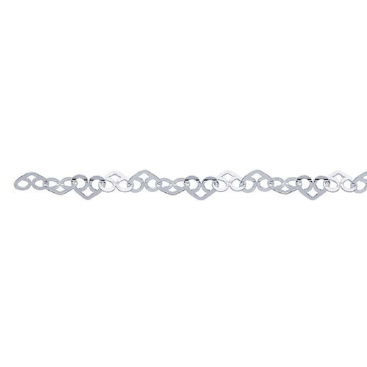 Sterling Silver 4mm Flat Heart Link Chain, By the Foot