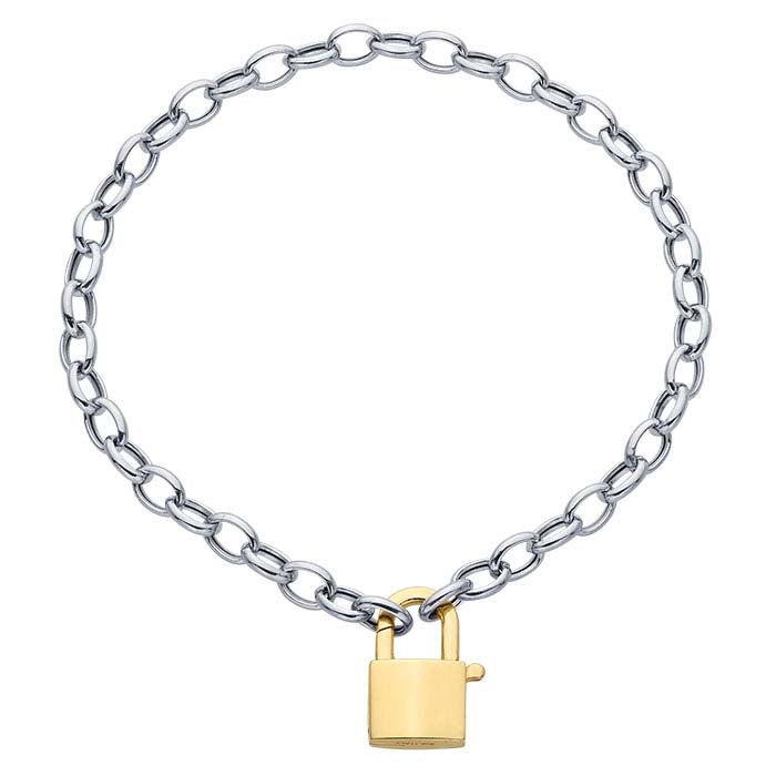 Sterling Silver 5mm Rolo Chain Bracelet with Padlock