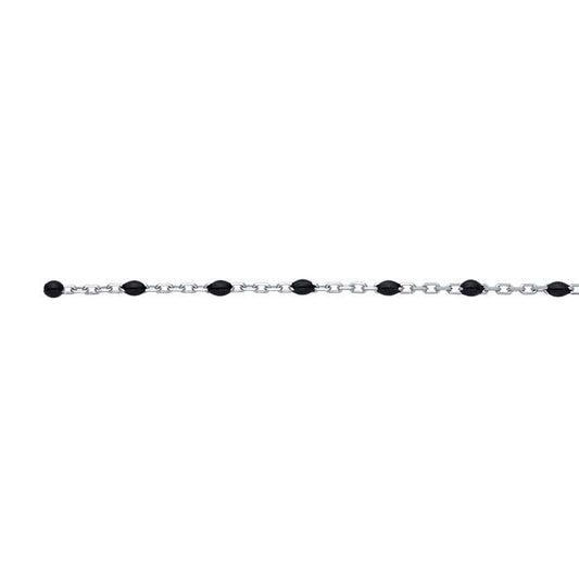 Sterling Silver 1.2mm Cable Chain with 2mm Black Beads