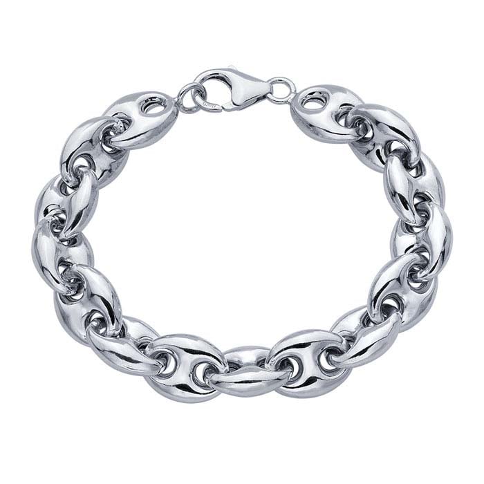 Sterling Silver 11.8mm Puffed Anchor Chain Bracelet