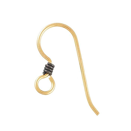 14/20 Yellow Gold-Filled Ear Wire with Loop and Black Base-Metal Coil
