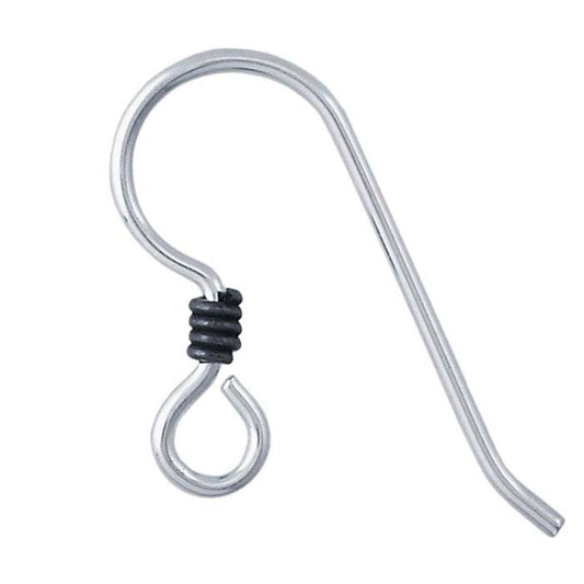 Sterling Silver Ear Wire with Loop and Black-Base Metal Coil