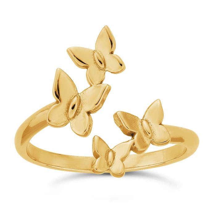 Bronze Butterflies Bypass Ring, Adjustable