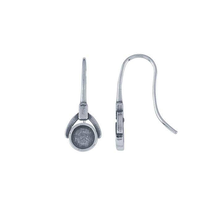 Sterling Silver 5mm Round Cabochon Ear Wire Mounting