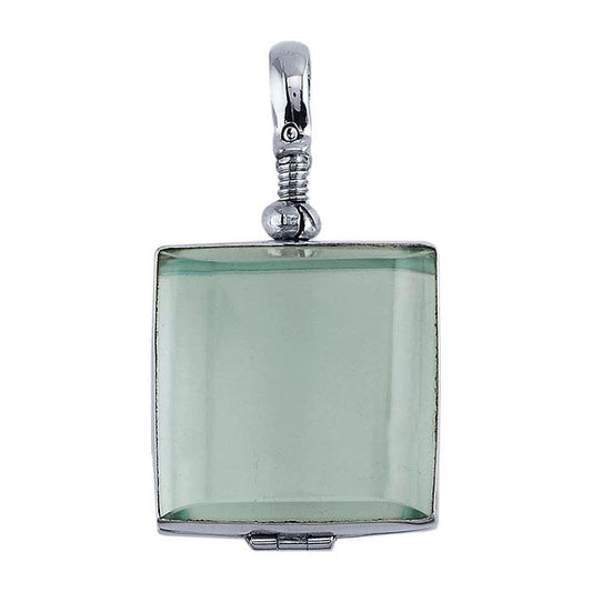 Sterling Silver Square Antique Glass Locket Pendant